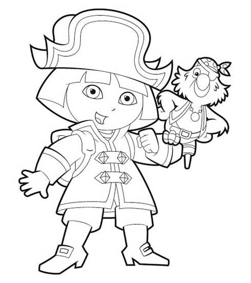 Dora pirate 2 à colorier - Coloriages de pirates à imprimer