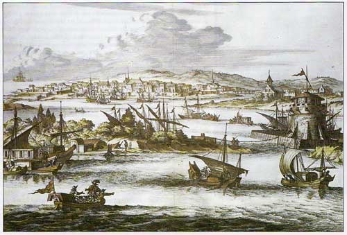 Le port de Cartagena en 1690 Gravures anciennes, aquarelles et peintures sur le thème des pirates et corsaires