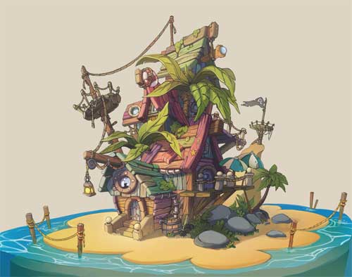 Pirate hut Les maisons & îles de pirates
