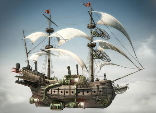 Flying ship - Steampunk pirates
