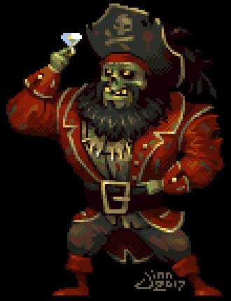 Pixel art du pirate zombie LeChuck par Jinn Devil Monkey Island