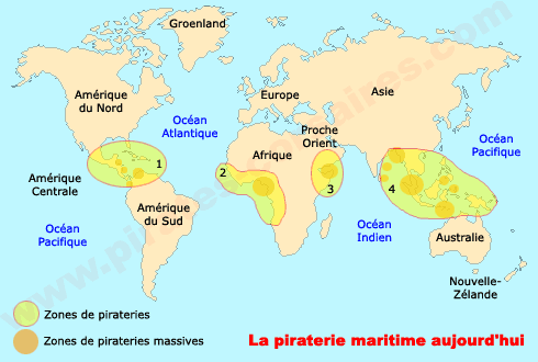 Zones de piraterie maritime aujourd'hui