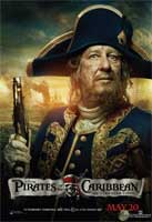 Nouvelle affiche avec Hector Barbossa (Geoffrey Rush) - Pirates des Caraïbes : la fontaine de jouvence