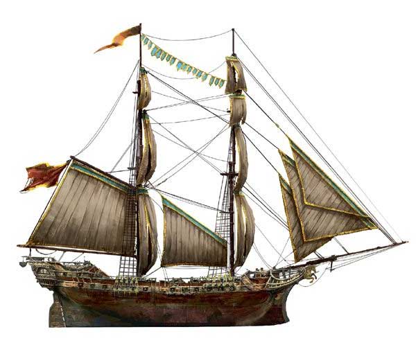 Sloop The Revenge rebaptisé Royal James par le pirate Stede Bonnet