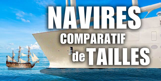 Comparaison des tailles de navires à voile et à moteur