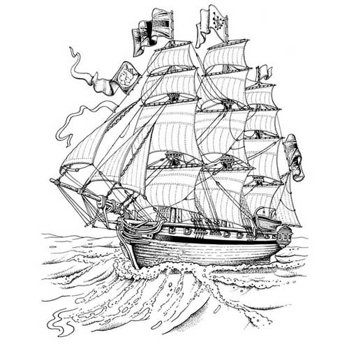 Beau bateau pirate  colorier - Coloriages de pirates  imprimer