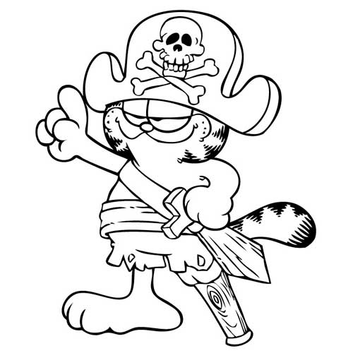 Garfield pirate  colorier - Coloriages de pirates  imprimer