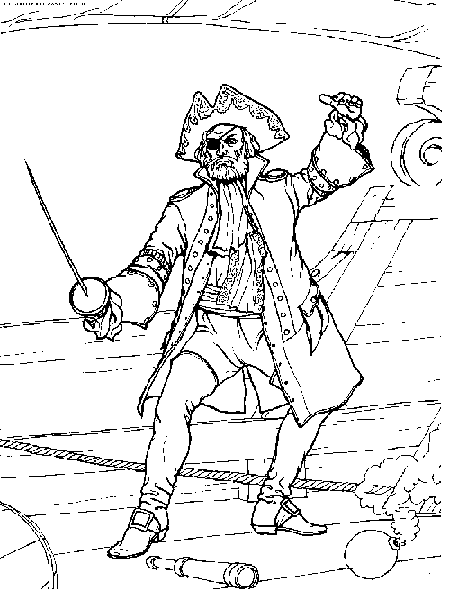 Pirate en garde  colorier - Coloriages de pirates  imprimer