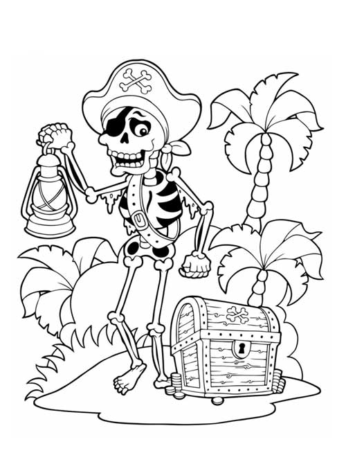 Squelette pirate  colorier - Coloriages de pirates  imprimer