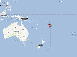 Vue satellite des les Tonga dans le Pacifique